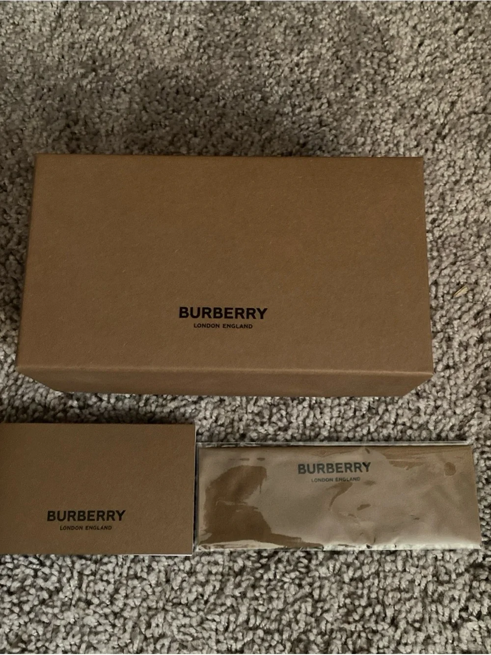 Burberry Tan and Black Branded Packaging empty box